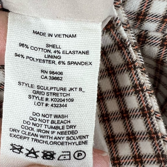 Theory Sculpture Grid Stretch Printed Zip Jacket Ivory Multi Tan Women’s 10 - Picture 15 of 15